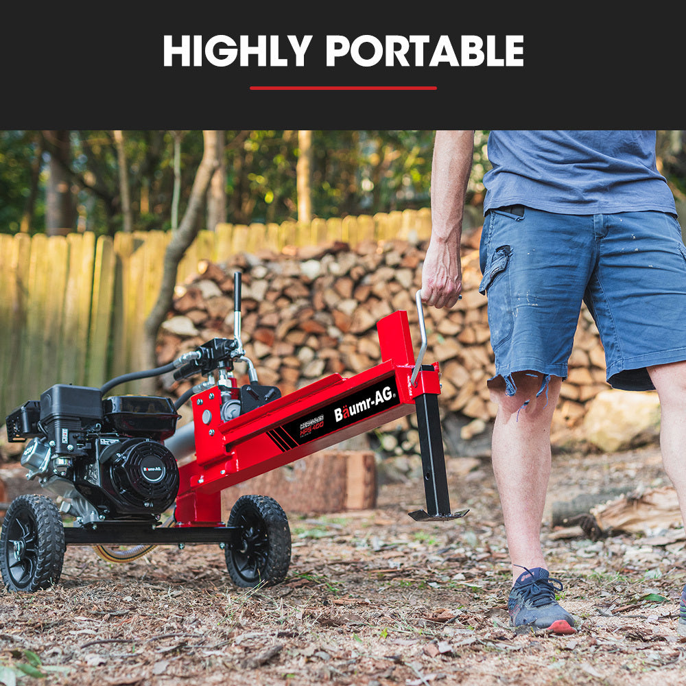 12-Tonne Petrol Hydraulic Log Splitter with 0.25m Wheels and 0.49m Capacity