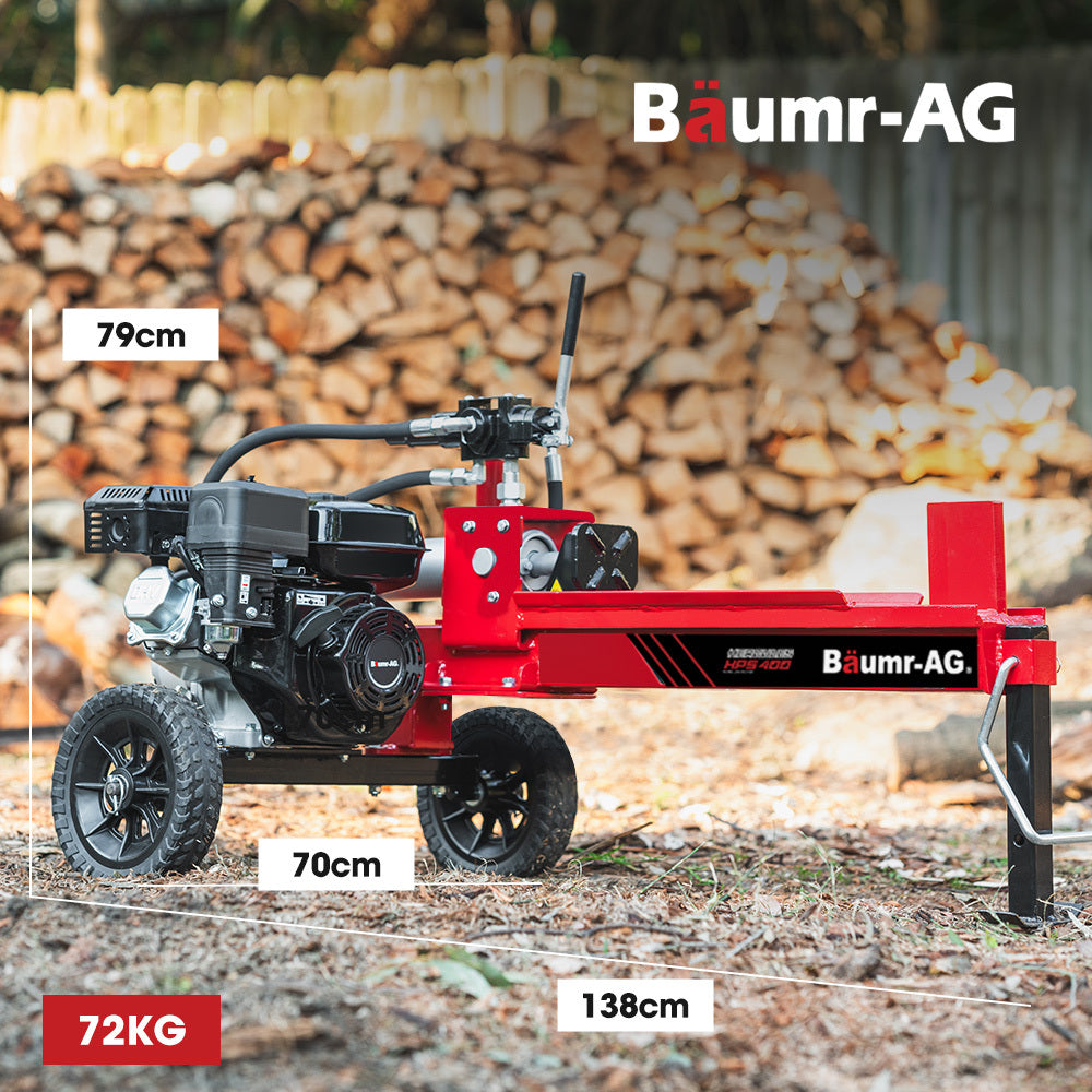 12-Tonne Petrol Hydraulic Log Splitter with 0.25m Wheels and 0.49m Capacity