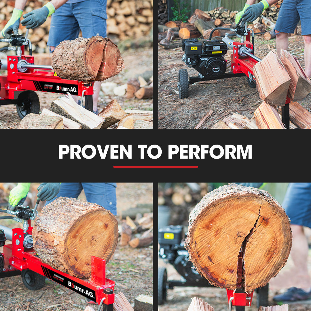 12-Tonne Petrol Hydraulic Log Splitter with 0.25m Wheels and 0.49m Capacity