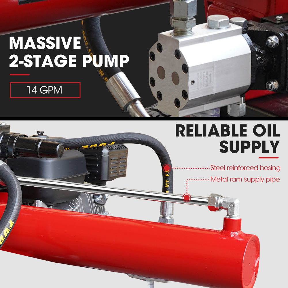 20 Tonne Petrol Hydraulic Log Splitter with 0.54m Capacity and 7s Cycle Time
