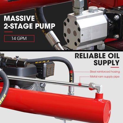 20 Tonne Petrol Hydraulic Log Splitter with 0.54m Capacity and 7s Cycle Time