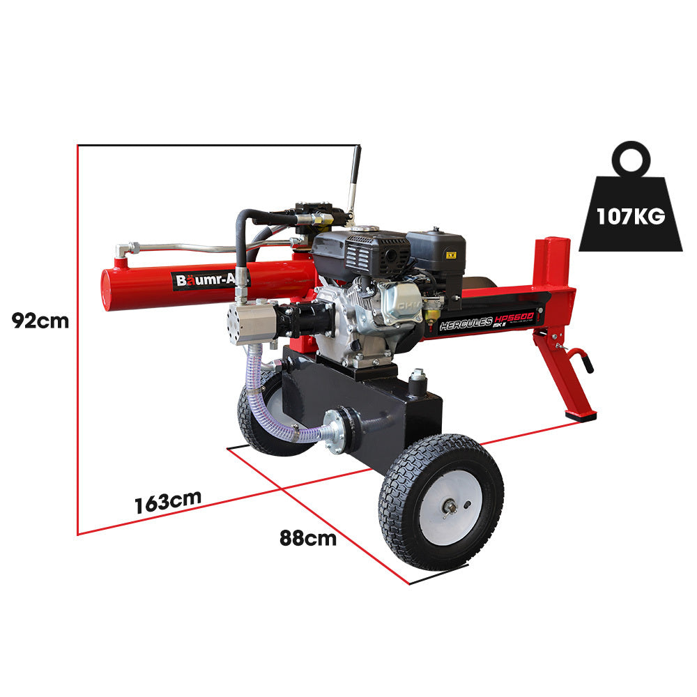 20 Tonne Petrol Hydraulic Log Splitter with 0.54m Capacity and 7s Cycle Time
