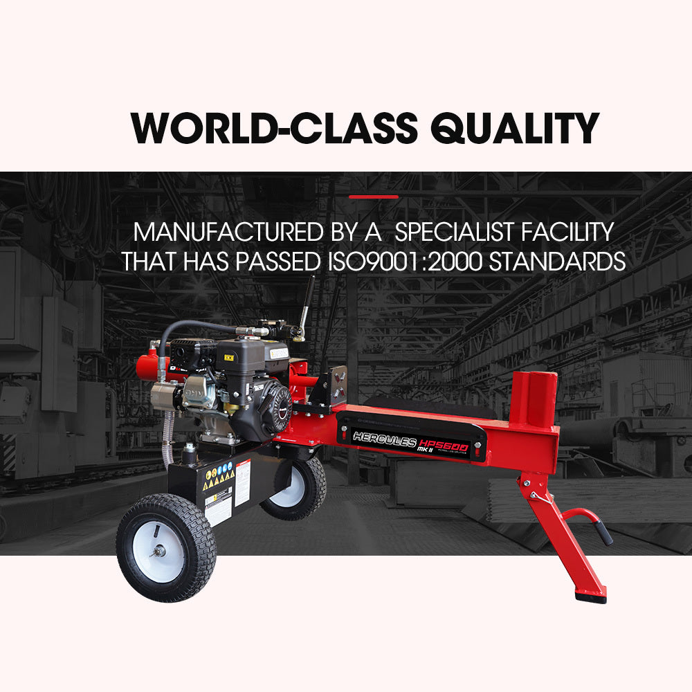 20 Tonne Petrol Hydraulic Log Splitter with 0.54m Capacity and 7s Cycle Time