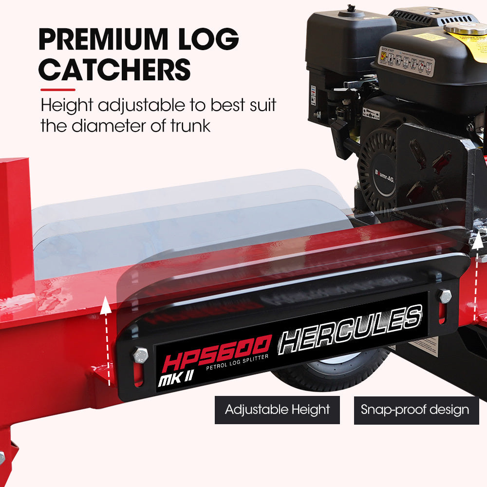 20 Tonne Petrol Hydraulic Log Splitter with 0.54m Capacity and 7s Cycle Time