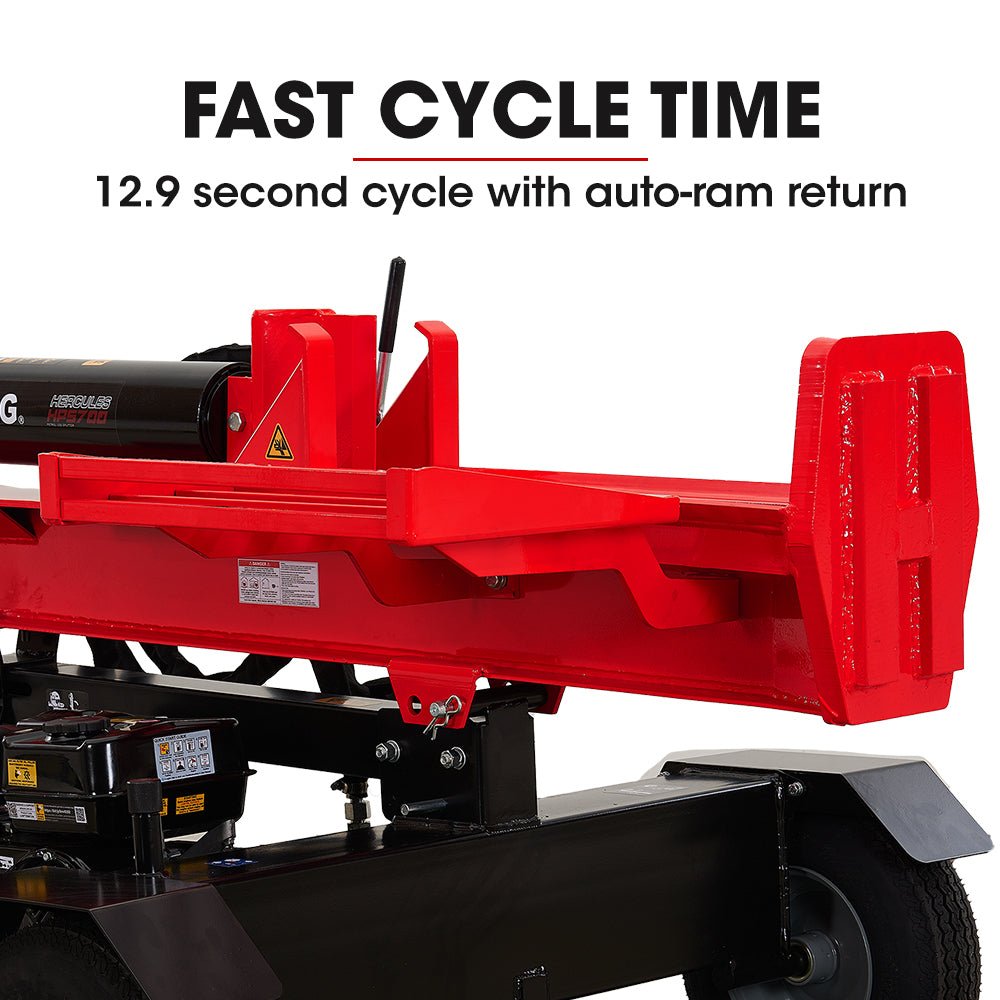 40 Tonne Petrol Hydraulic Log Splitter, 0.65m Logs, 40kg Force, Quick Cycle