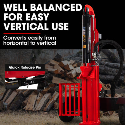 40 Tonne Petrol Hydraulic Log Splitter, 0.65m Logs, 40kg Force, Quick Cycle