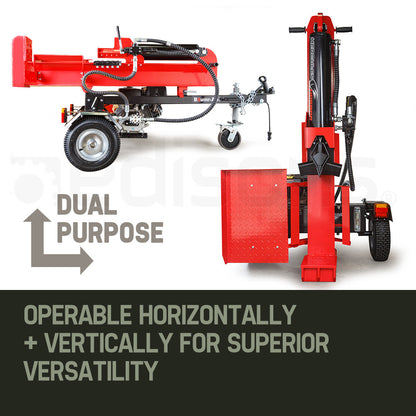 65-Ton Petrol Hydraulic Log Splitter, Vertical/Horizontal, 0.65m Capacity