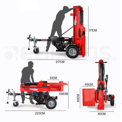 65-Ton Petrol Hydraulic Log Splitter, Vertical/Horizontal, 0.65m Capacity