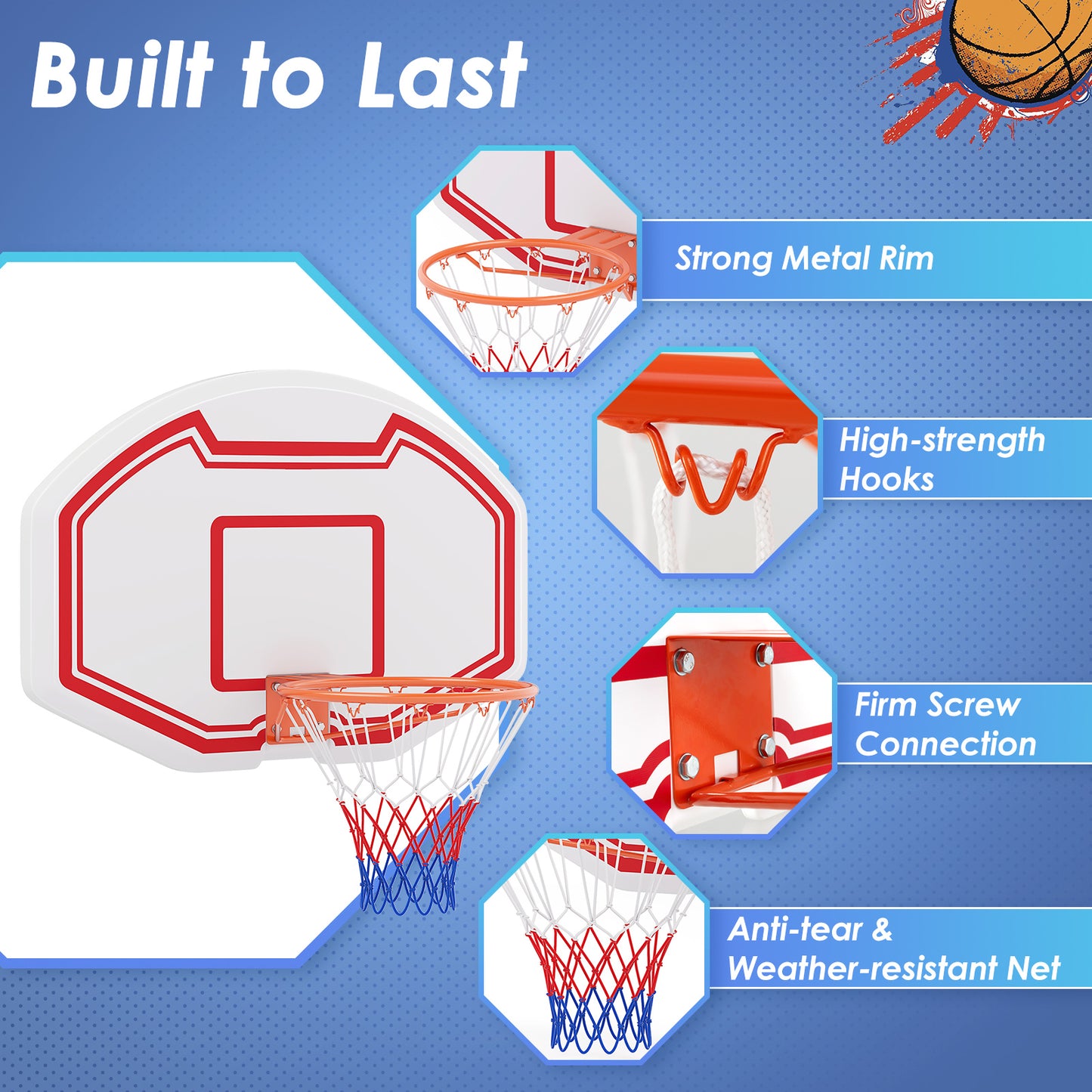 Large Wall Mounted Basketball Hoop Indoor Outdoor Basketball Games