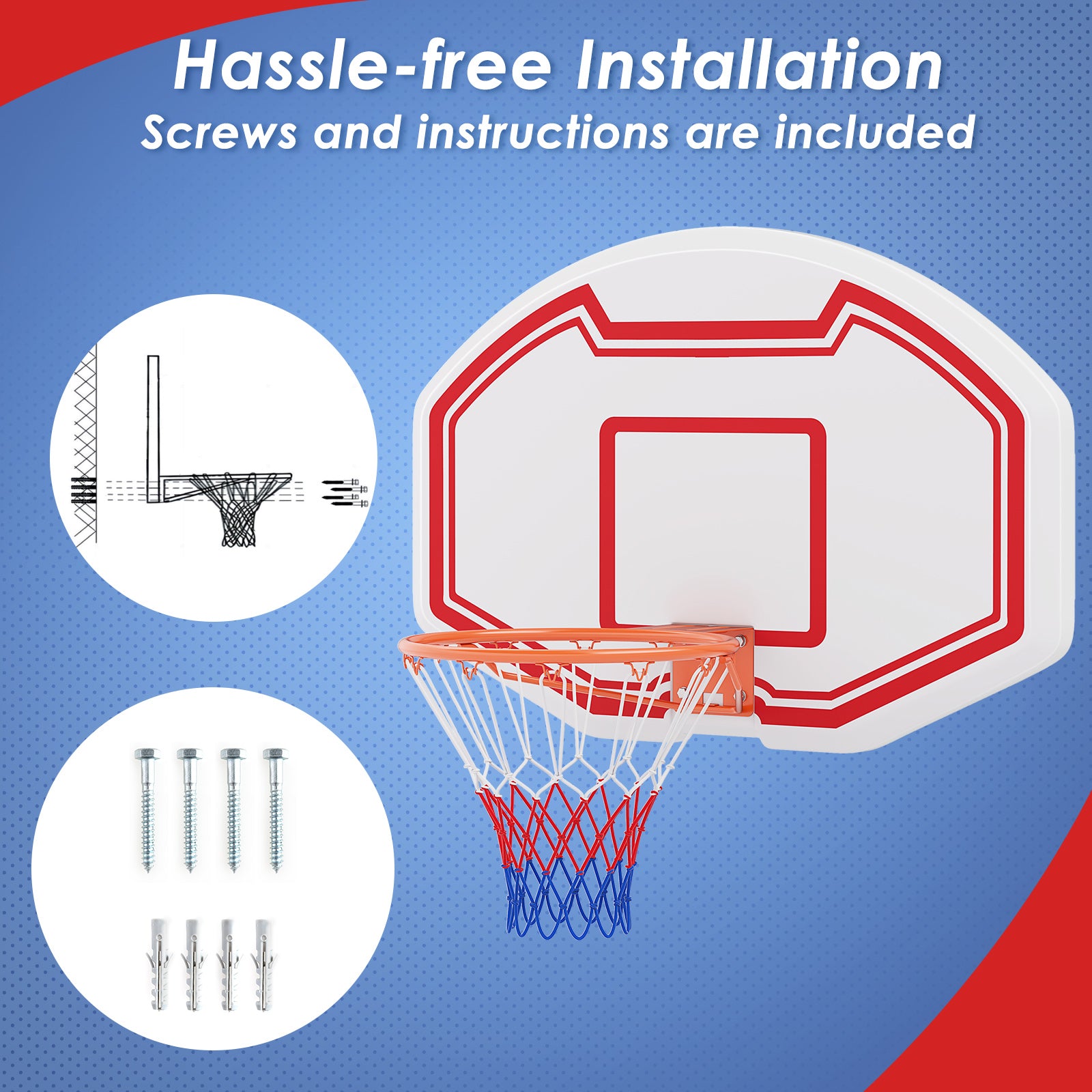 Large Wall Mounted Basketball Hoop Indoor Outdoor Basketball Games