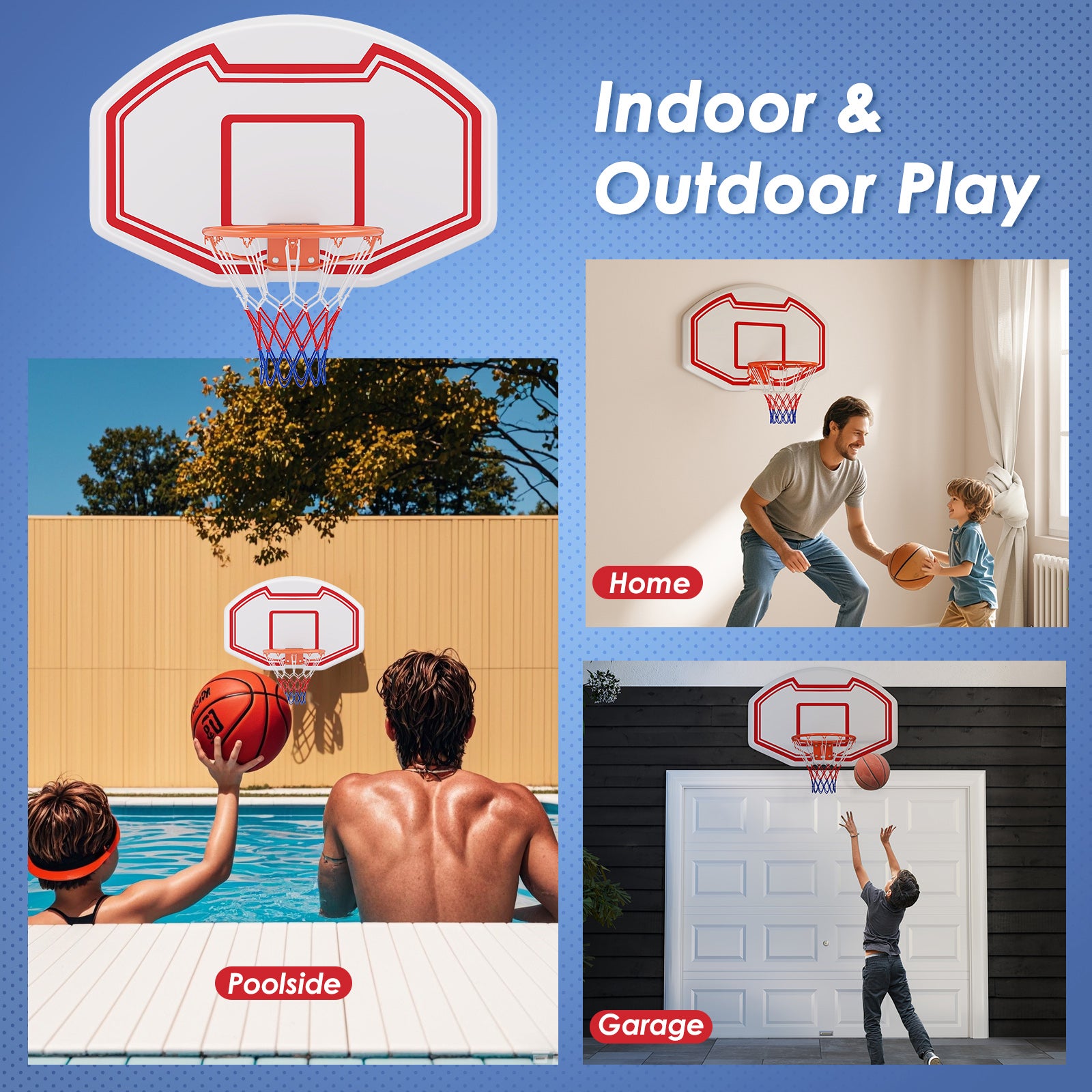 Large Wall Mounted Basketball Hoop Indoor Outdoor Basketball Games