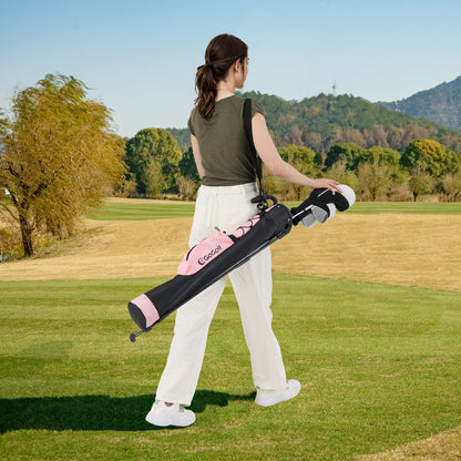 Lightweight Golf Stand Bag with Shoulder Strap and Bottle Holder-Pink