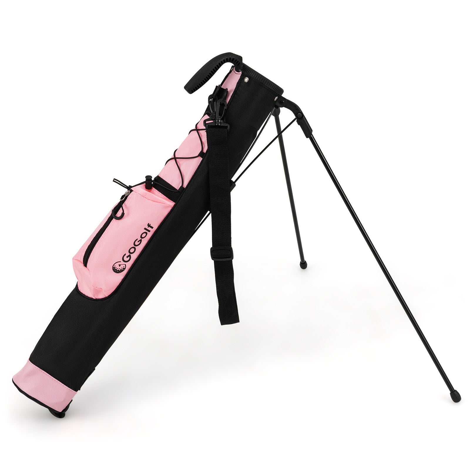 Lightweight Golf Stand Bag with Shoulder Strap and Bottle Holder-Pink