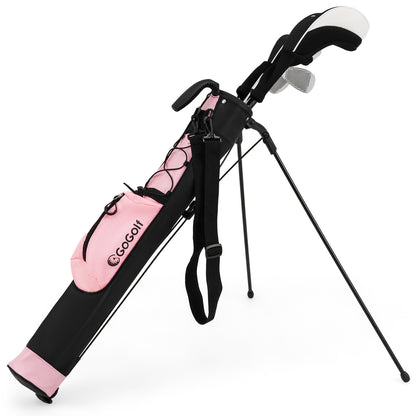 Lightweight Golf Stand Bag with Shoulder Strap and Bottle Holder-Pink