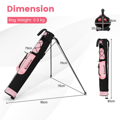 Lightweight Golf Stand Bag with Shoulder Strap and Bottle Holder-Pink