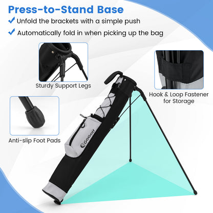 Lightweight Golf Stand Bag with Shoulder Strap and Bottle Holder-Grey