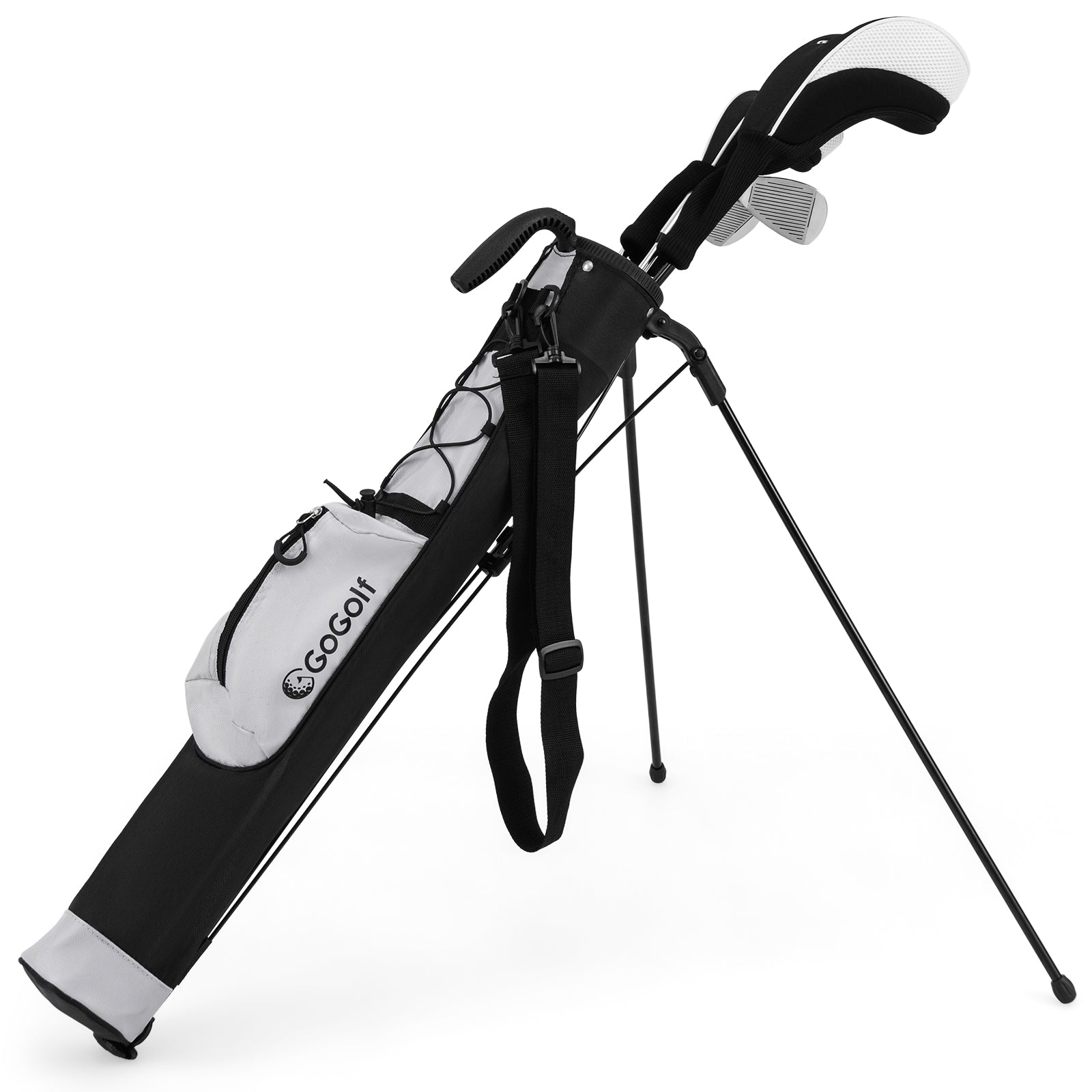 Lightweight Golf Stand Bag with Shoulder Strap and Bottle Holder-Grey