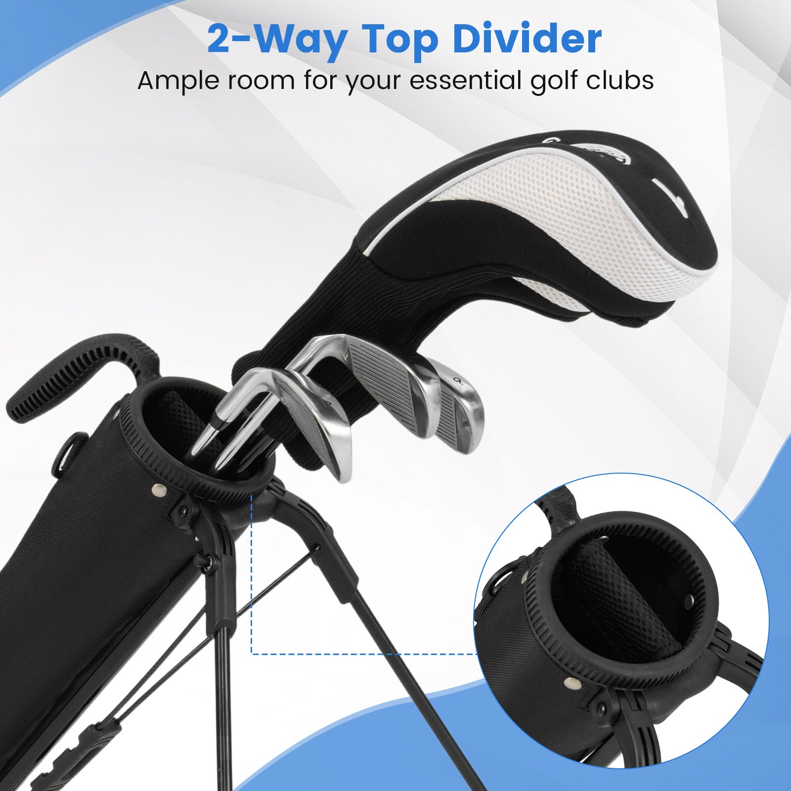 Lightweight Golf Stand Bag with Shoulder Strap and Bottle Holder-Grey