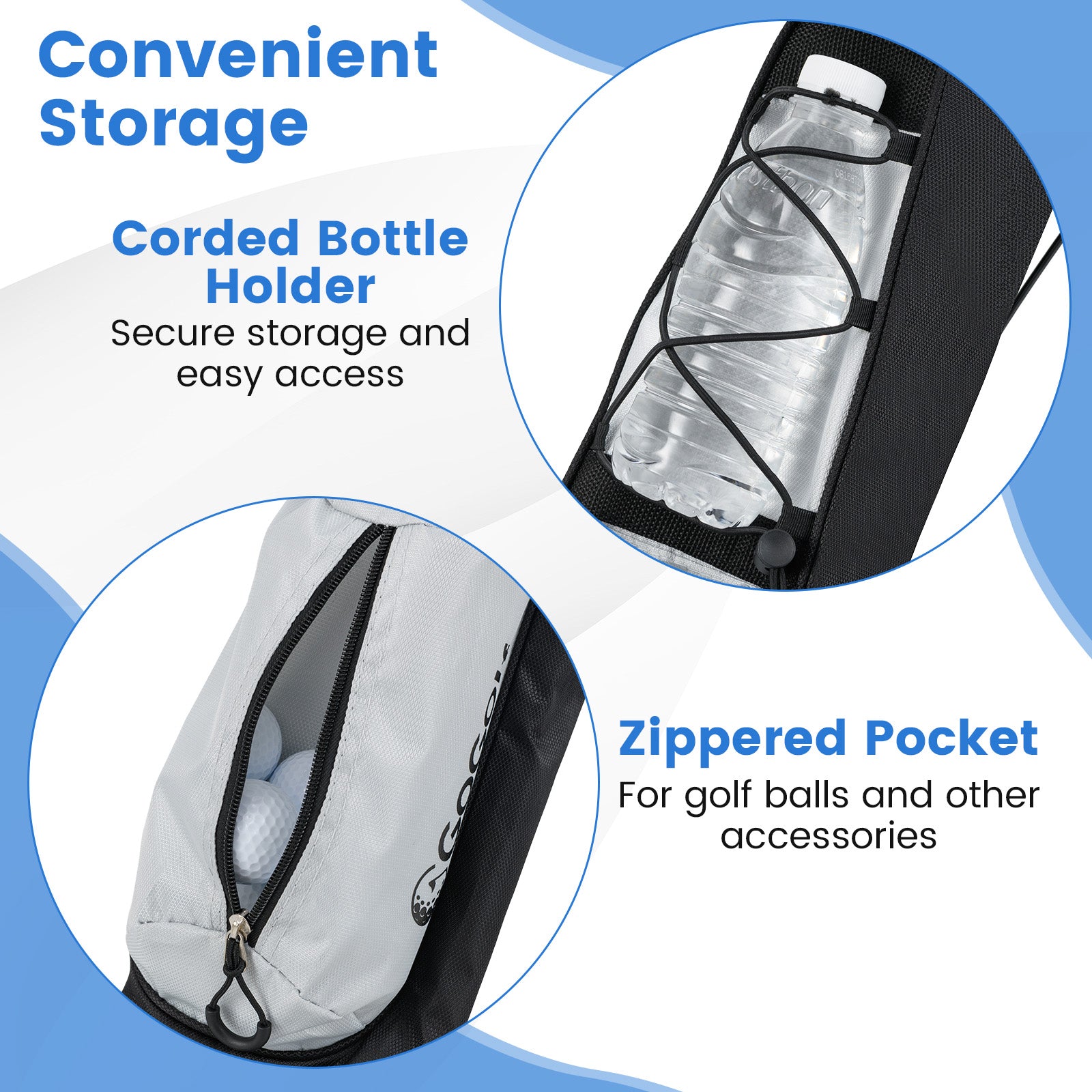 Lightweight Golf Stand Bag with Shoulder Strap and Bottle Holder-Grey