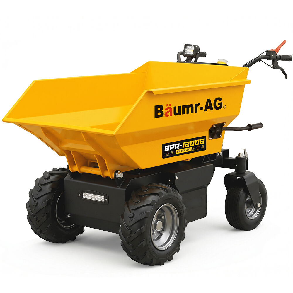 48V Battery Powered Wheelbarrow, 200L Bucket, 1000W Brushless Electric Motor, 280kg Capacity, 8hr Max Runtime