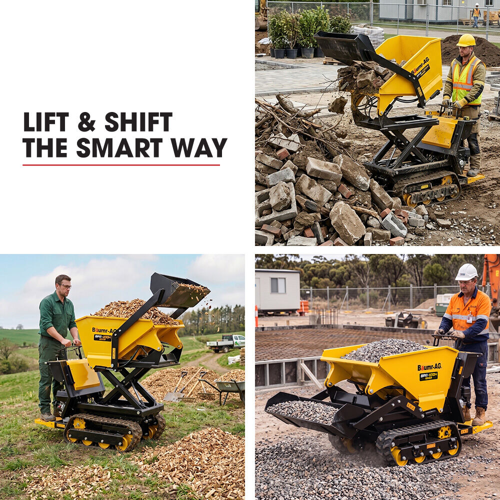 Tracked High Lifting/Tipping Power Barrow, 500kg Load Capacity, Hydrostatic, 9hp Engine