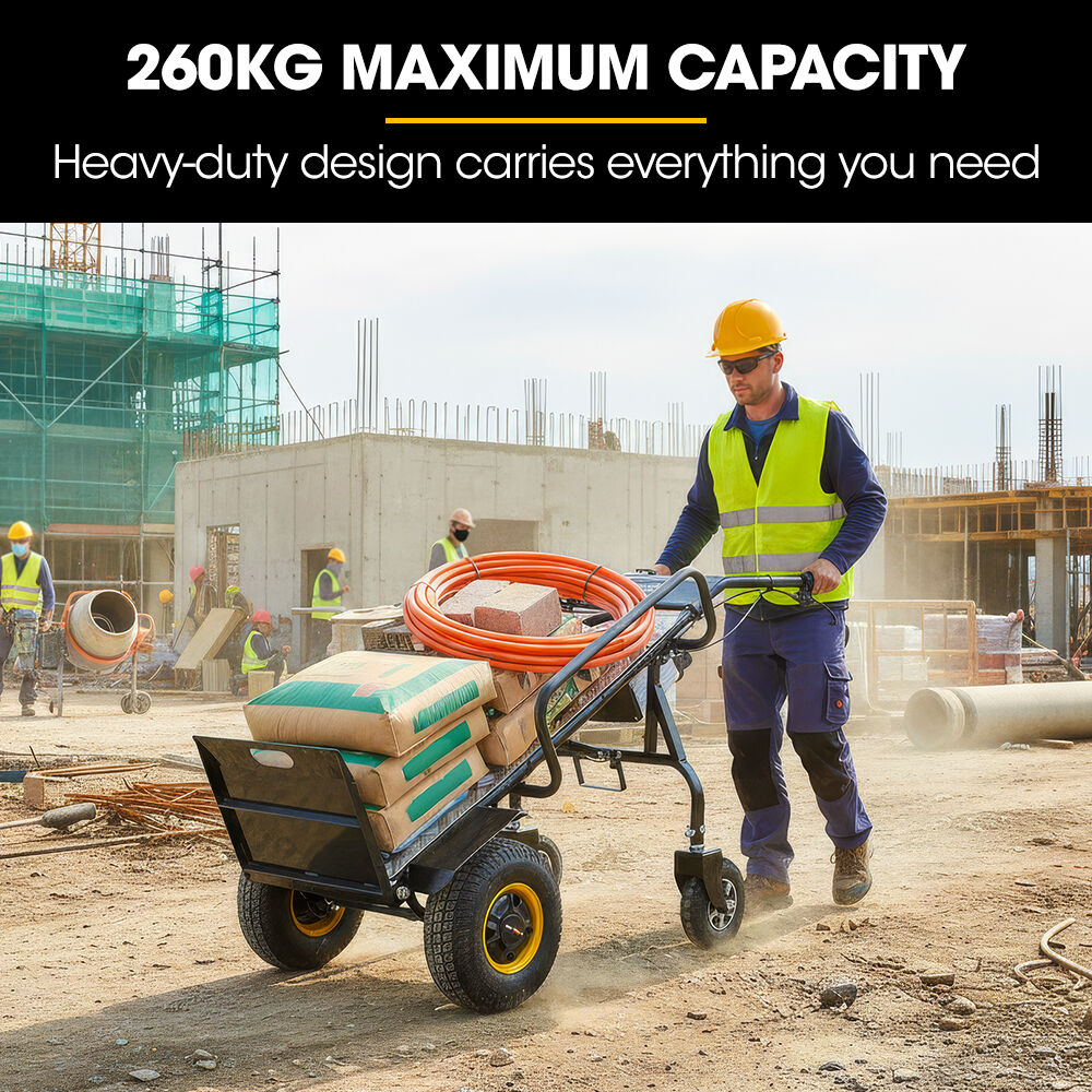40V Li-ion 260kg Electric Powered Hand Truck Trolley, 400W Brushless motor, Up to 6km/h, 4hr Runtime, Adjustable Width, Folds for Logistics, Moving