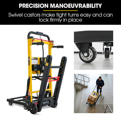 Electric Stair Climbing Hand Truck 159kg Load, Foldable Motorised Dolly Cart for Moving Furniture Appliances Equipment