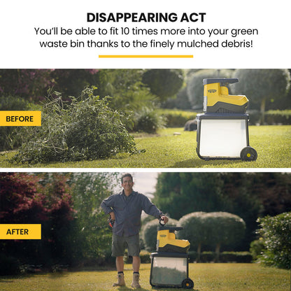 2400W Electric Garden Shredder Mulcher, 0.45m Capacity, 50L Collection Bin