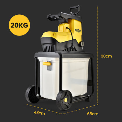 2400W Electric Garden Shredder Mulcher, 0.45m Capacity, 50L Collection Bin