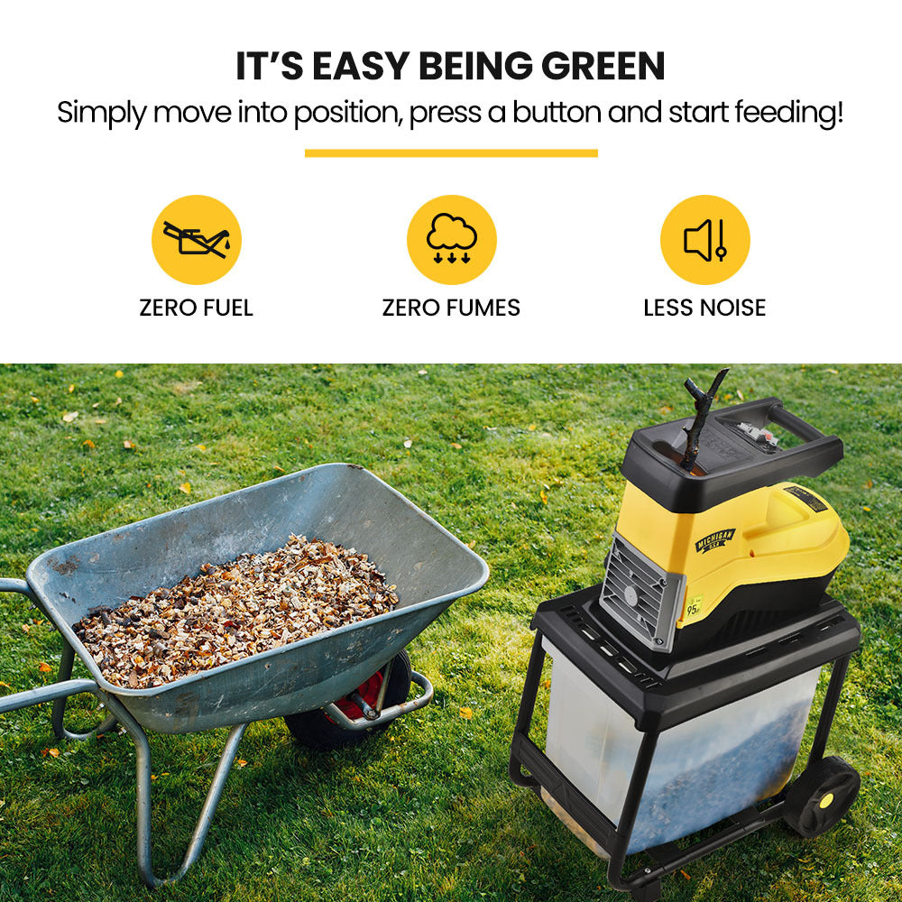 2400W Electric Garden Shredder Mulcher, 0.45m Capacity, 50L Collection Bin