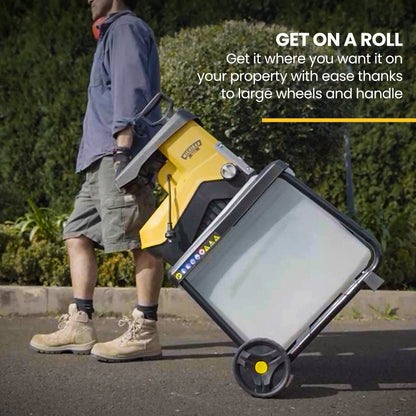 2400W Electric Garden Shredder Mulcher, 0.45m Capacity, 50L Collection Bin