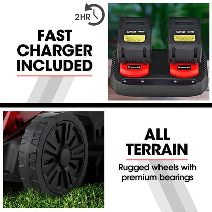 Cordless Lawn Mower 40V, 0.43m Cutting Width, 5 Heights, Mulching Option