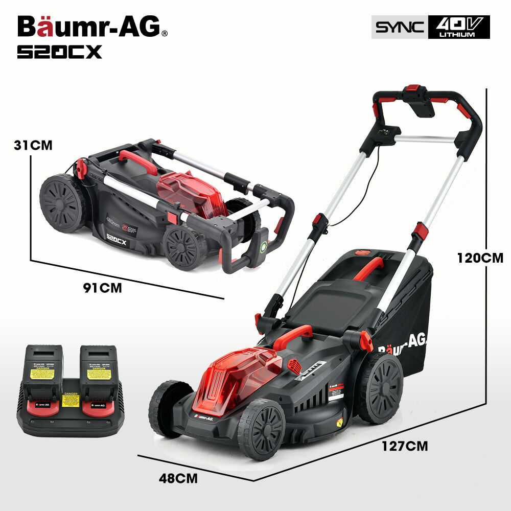 Cordless Lawn Mower 40V, 0.43m Cutting Width, 5 Heights, Mulching Option