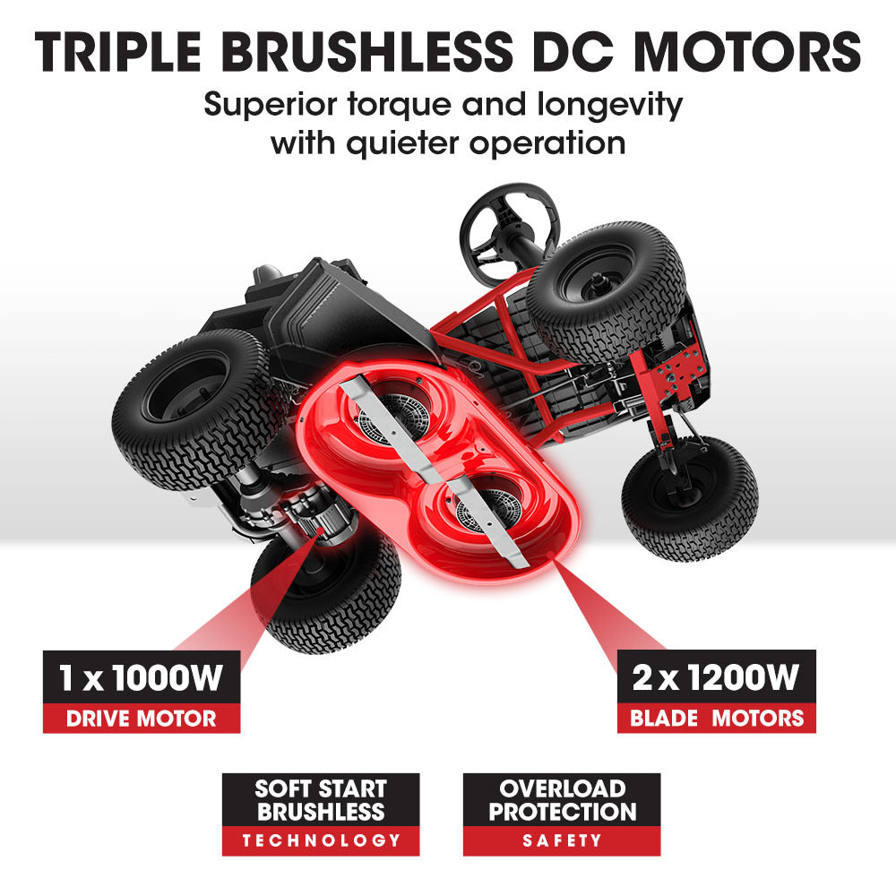 48V Electric Ride-On Lawn Mower with 0.76m Cutting Width and Triple Motors