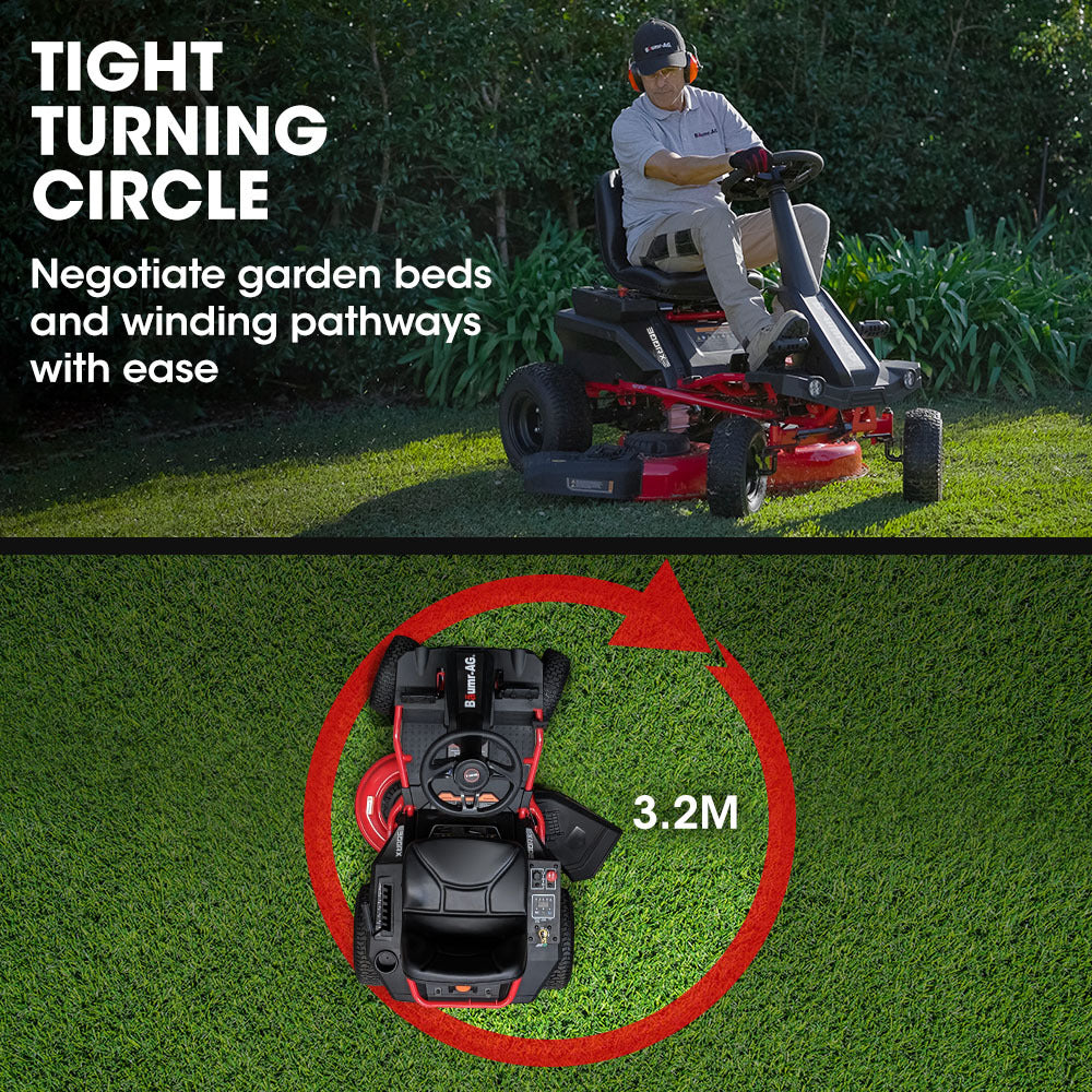 48V Electric Ride-On Lawn Mower with 0.76m Cutting Width and Triple Motors