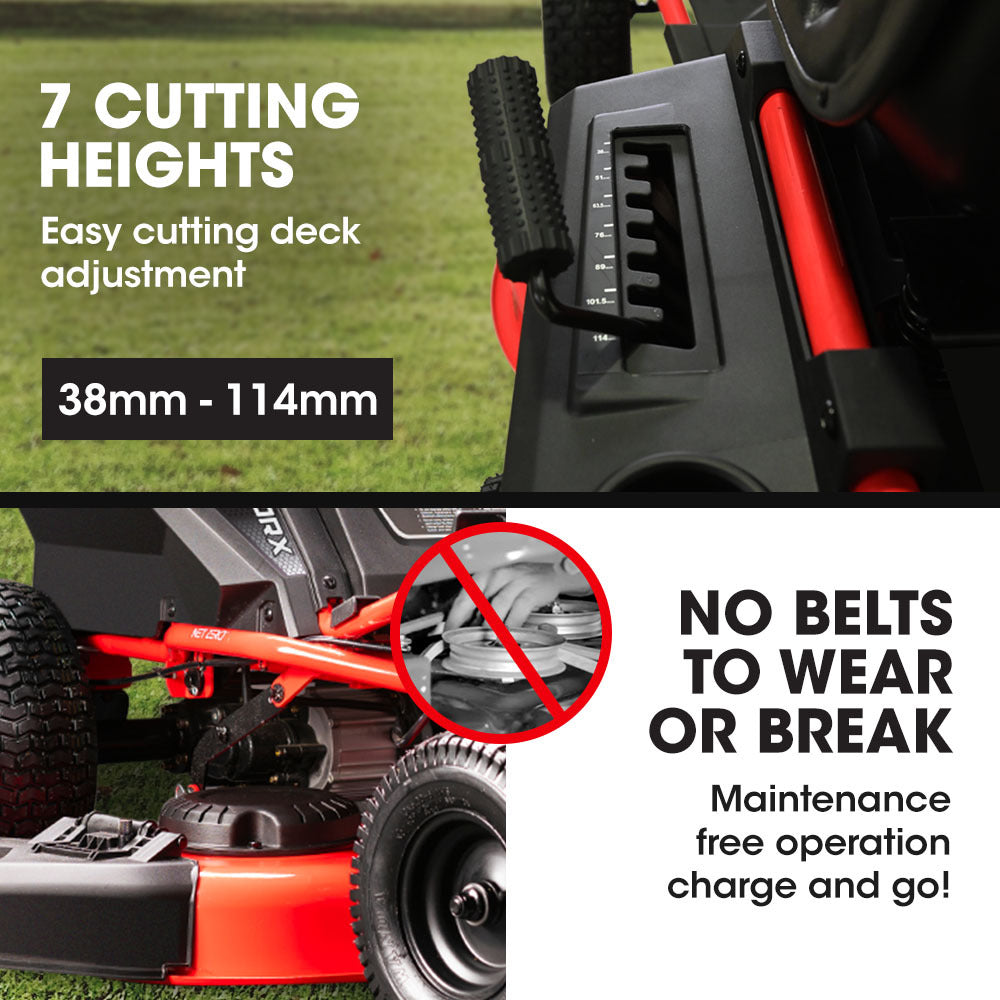 Electric Ride-On Lawn Mower, 0.9m Width, 48V Battery, 3 Acres/Cycle