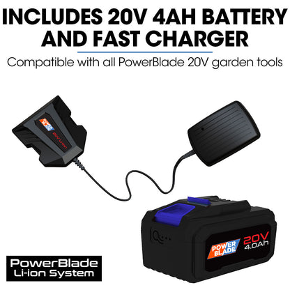 20V Cordless Lawn Mower Kit, Brushless Motor, 0.33m Cut, 5 Heights, 12kg