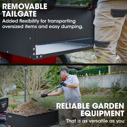 270kg Capacity Steel Dump Cart for Ride-On Mowers with Easy Tipping System