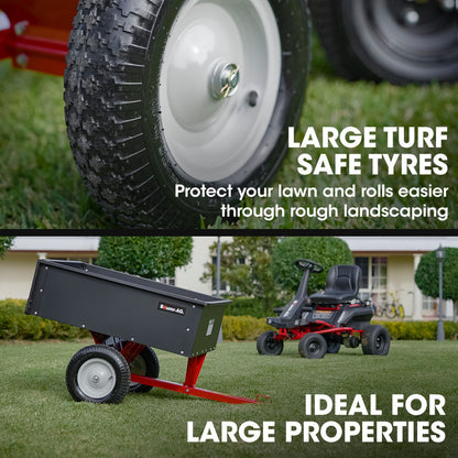 270kg Capacity Steel Dump Cart for Ride-On Mowers with Easy Tipping System
