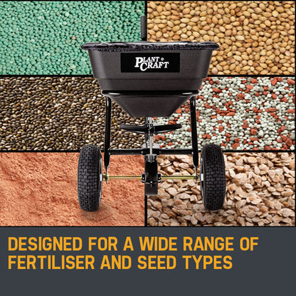 30kg Tow-Behind Spreader with 26L Hopper and Adjustable Flow Control