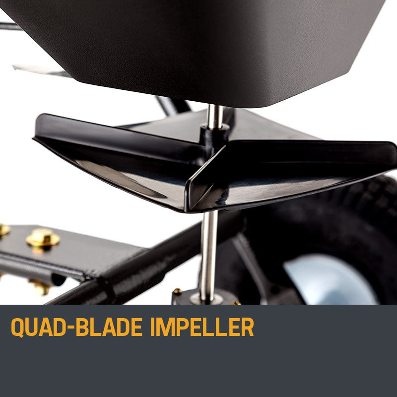 30kg Tow-Behind Spreader with 26L Hopper and Adjustable Flow Control