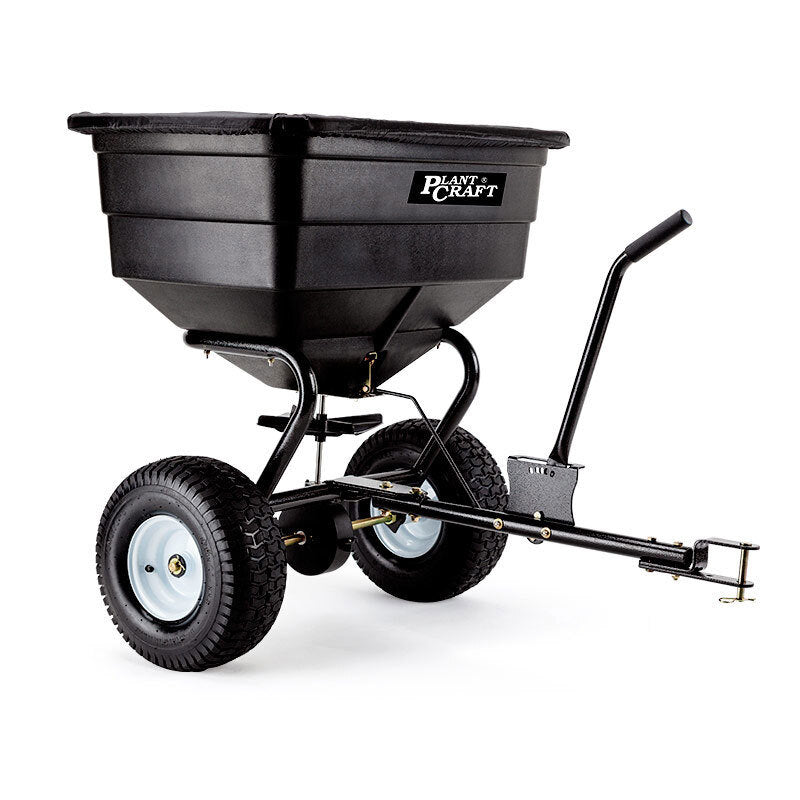 Tow-Behind Broadcast Spreader 90kg Capacity with Poly Hopper and 0.35m Tyres