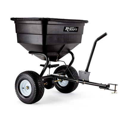 Tow-Behind Broadcast Spreader 90kg Capacity with Poly Hopper and 0.35m Tyres
