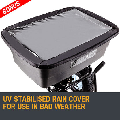 Tow-Behind Broadcast Spreader 90kg Capacity with Poly Hopper and 0.35m Tyres