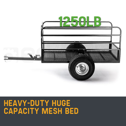 Heavy-Duty Steel Mesh Dump Cart, 560 kg Capacity, for ATV/Garden/Tractor Use
