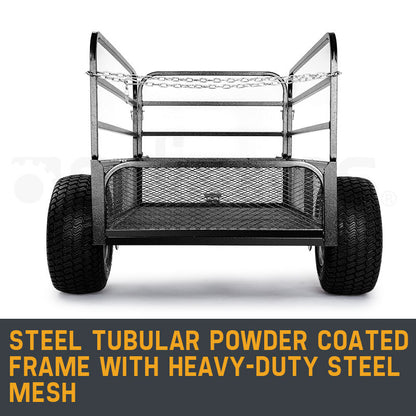 Heavy-Duty Steel Mesh Dump Cart, 560 kg Capacity, for ATV/Garden/Tractor Use