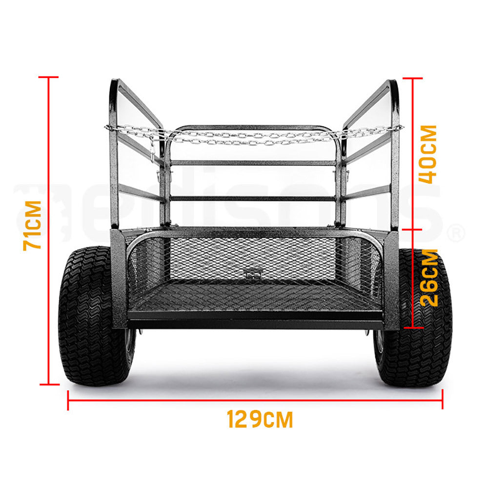 Heavy-Duty Steel Mesh Dump Cart, 560 kg Capacity, for ATV/Garden/Tractor Use