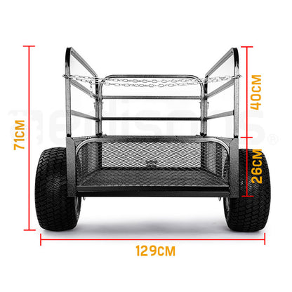 Heavy-Duty Steel Mesh Dump Cart, 560 kg Capacity, for ATV/Garden/Tractor Use