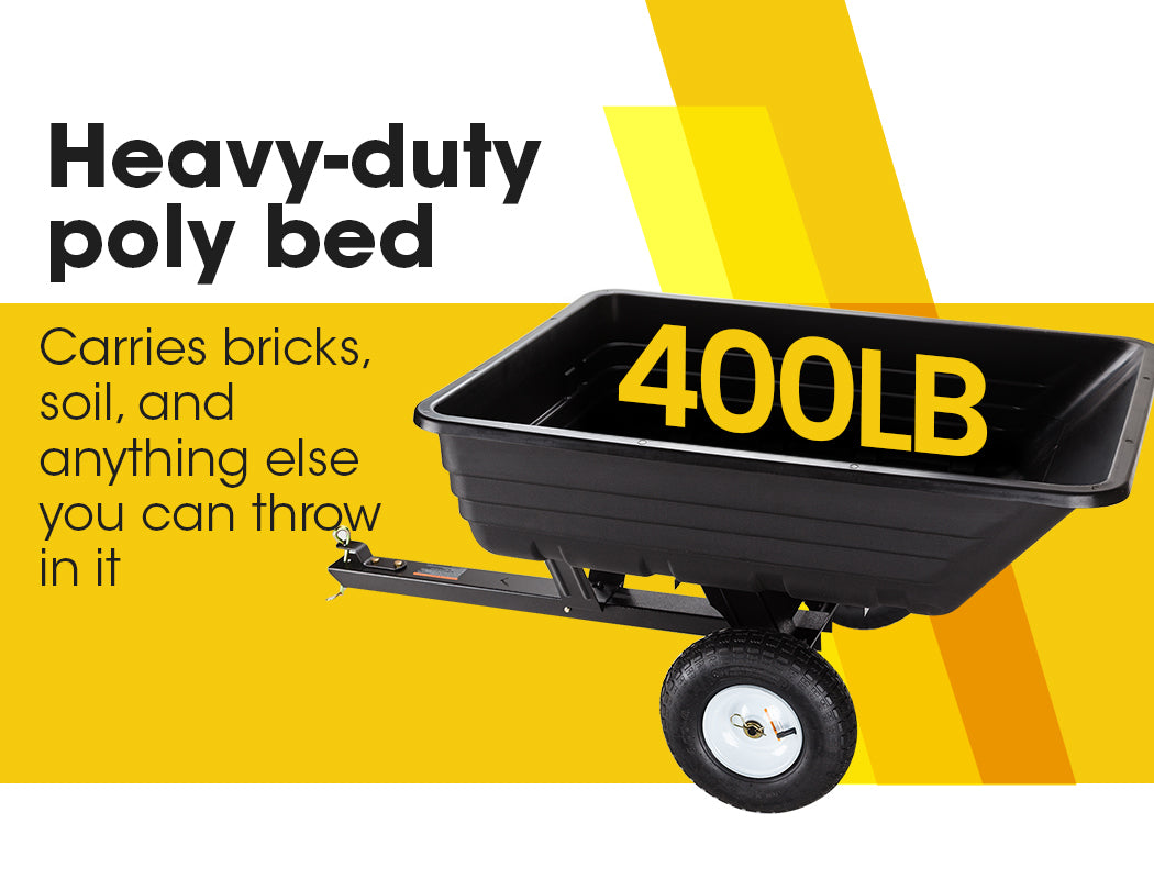Heavy-Duty Poly Dump Cart with 181kg Capacity and Tipping Latch for ATVs