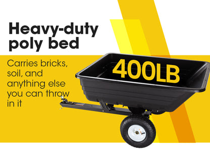 Heavy-Duty Poly Dump Cart with 181kg Capacity and Tipping Latch for ATVs